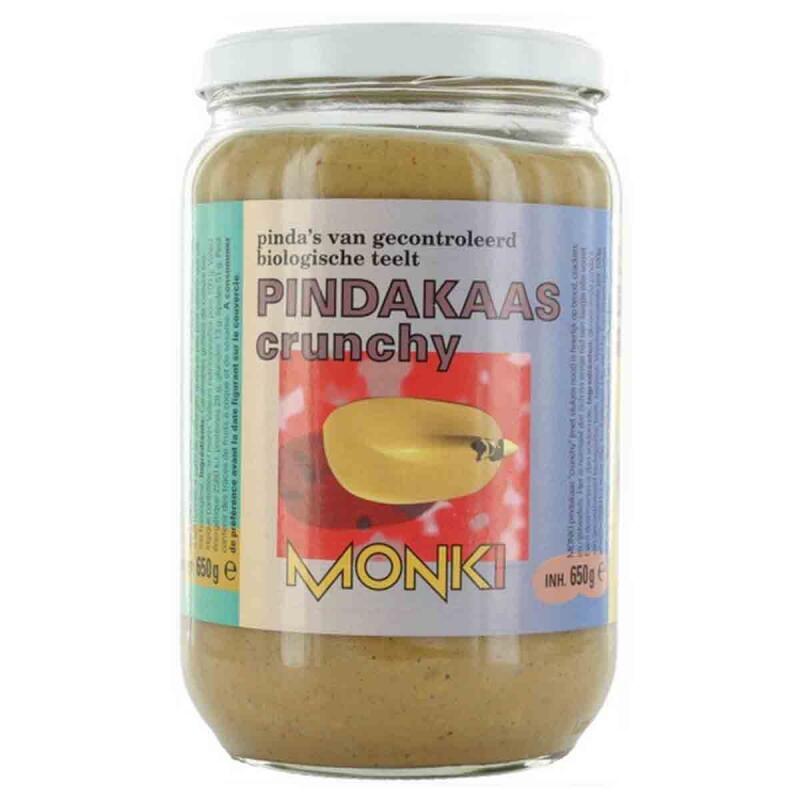 Pindakaas Crunchy met zout van Monki, 6x 650 gr